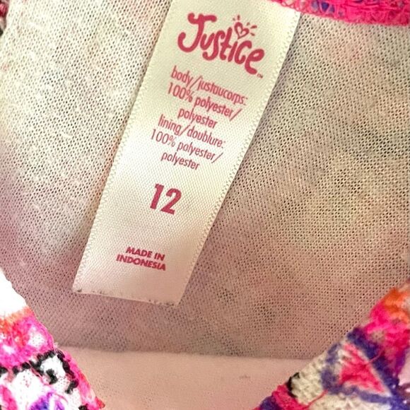 🔥 5 for $30 🔥 Justice Girls Sleeveless Pink Multicolor Dress, Size 12 - Picture 4 of 4